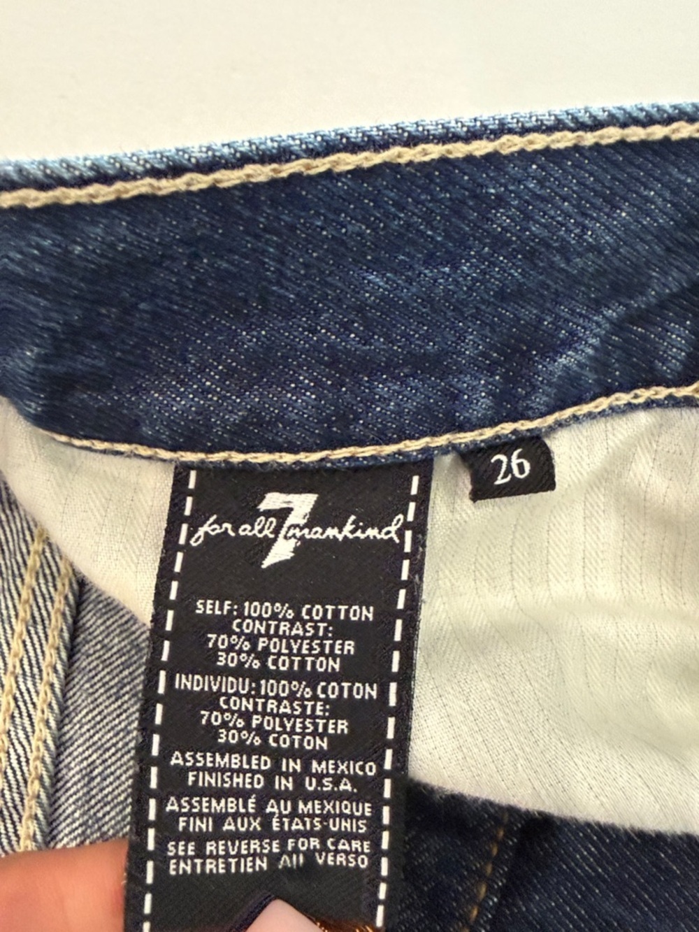 7 For All Mankind Distressed Dark Blue Denim Shorts - Picture 5 of 11